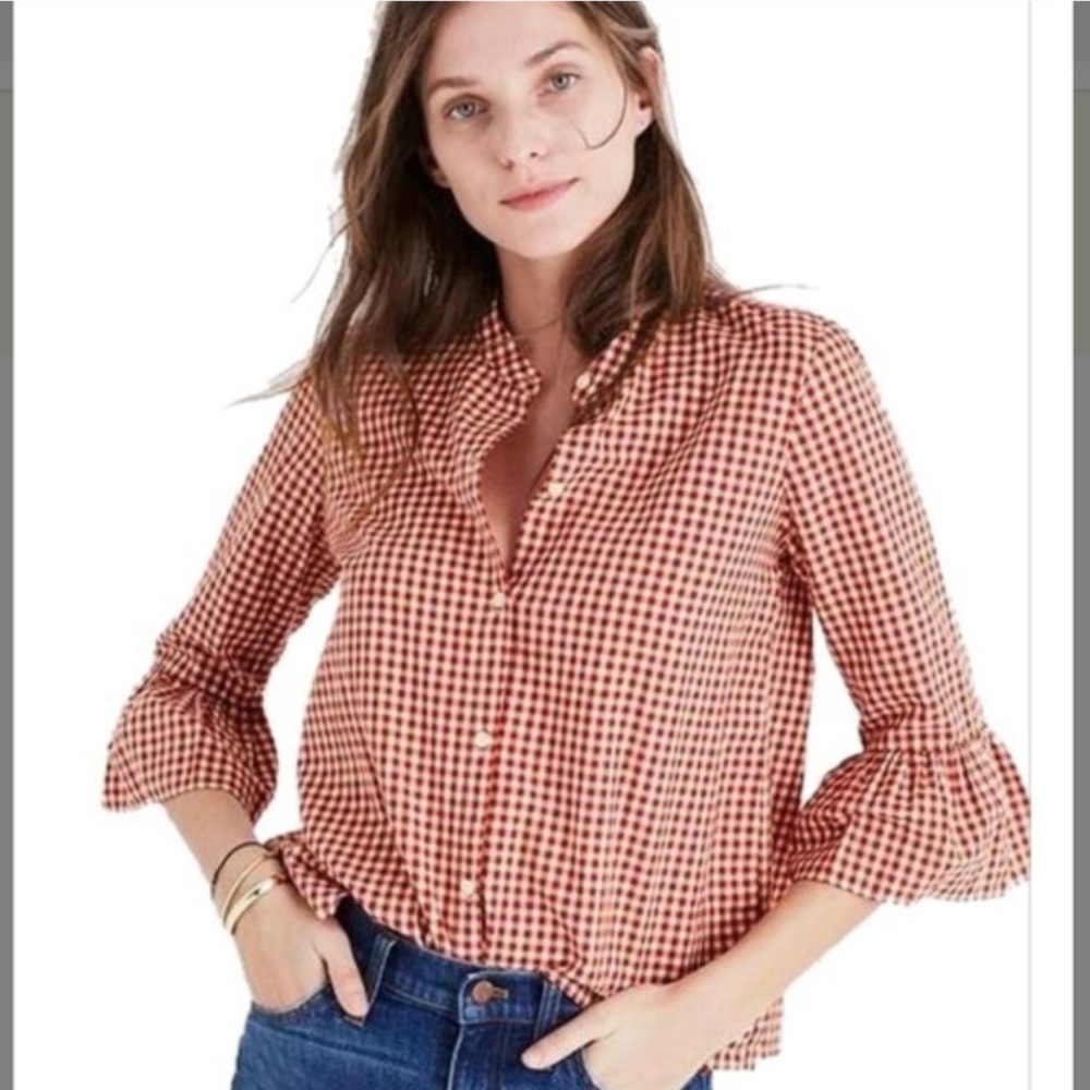Madewell Red Gingham Button Down Shirt